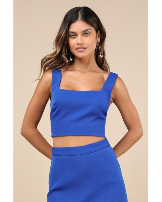 Lulus Blue Divinely Sunny Sleeveless Two-Piece Romper