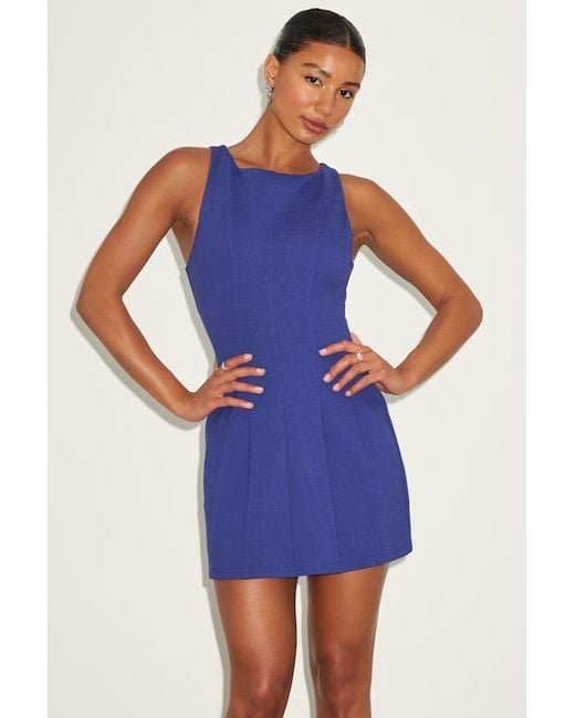 Lulus Blue Lavonne Sleeveless Boat Neck Mini Dress