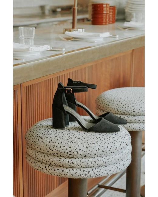 Lulus Black Ellarose Suede Ankle Strap Heels