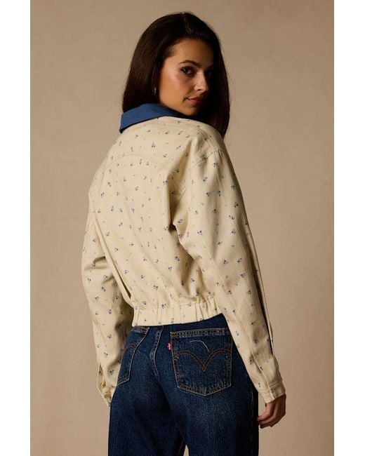 Lulus Natural Pomelina Cream Floral Twill Collared Jacket
