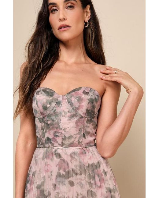 Lulus Natural Most Beautiful Day Multi Floral Print Organza Maxi Dress
