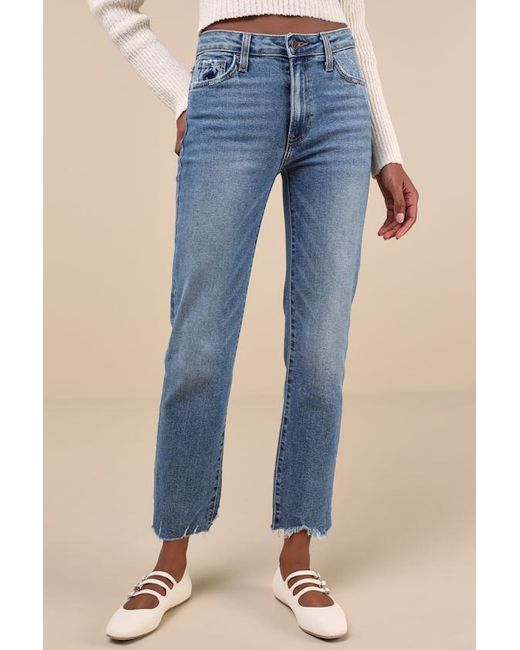 Just Black Blue Roaming Wild Medium Wash High-Waisted Straight-Leg Jeans
