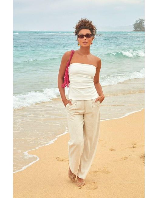 Lulus White Effortless Mentality Pleated Strapless Top