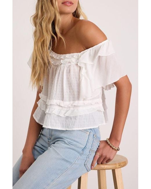 Lulus White Definitely Angelic Ruffled Short Sleeve Top