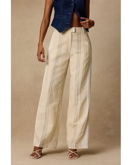 Lulus Natural Kara Cream Striped Wide-Leg Pants