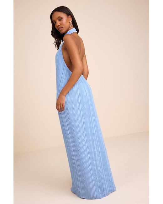 Lulus Blue Marta Pleated Backless Maxi Dress