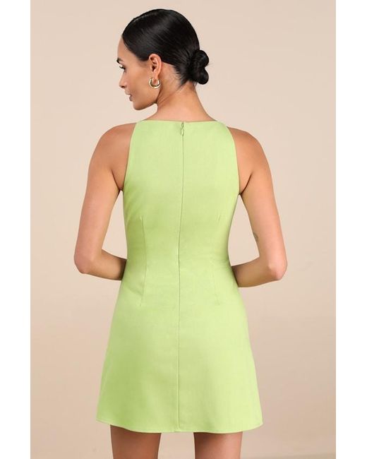 Lulus Green Chic Ease Lime Sleeveless Mini Dress