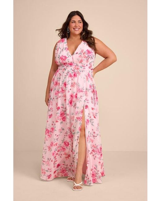 Lulus Pink Heavenly Hues Floral Maxi Dress