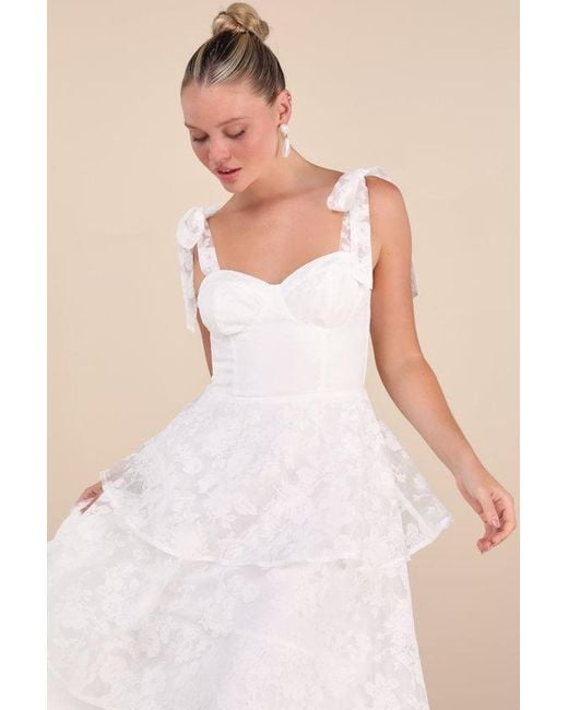 Lulus Natural Glamorous Sweetie Burnout Tie-Strap Bustier Midi Dress