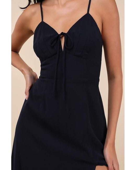 Lulus Blue Marveled Beauty Sleeveless Tie-Front Maxi Dress