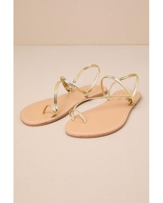 Lulus Natural Shiloe Flat Ankle Strap Sandals