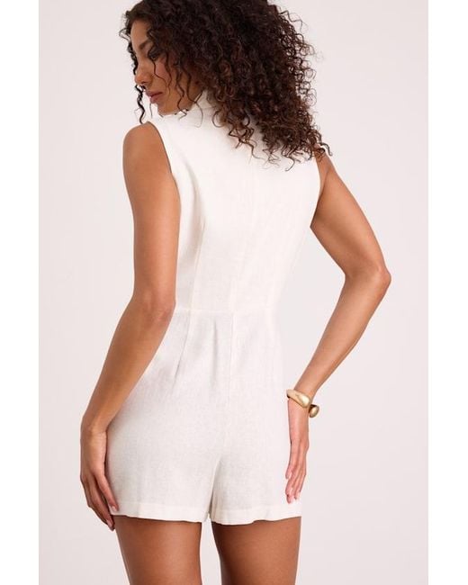 Steve Madden White Paris Tweed Collared Romper