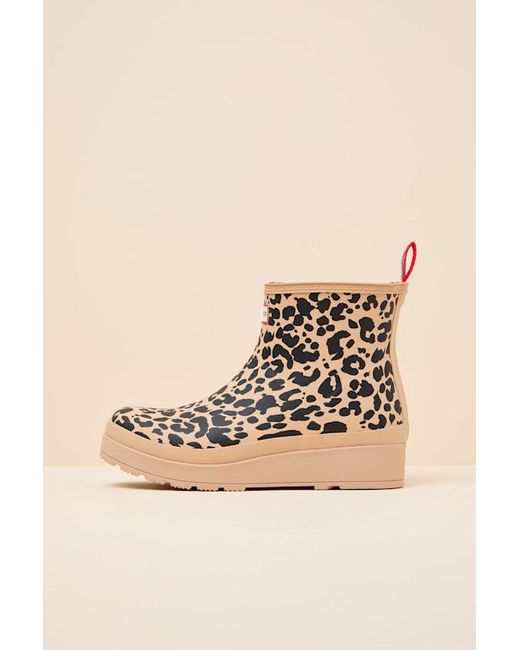 Hunter Natural Play Leopard Insulated Shearling Short Rain Boots