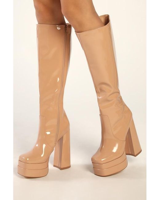 Lulus Brunay Light Nude Square Toe Platform OverTheKnee Boots in — free download