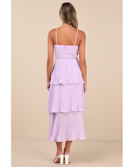 Lulus Pink Cascading Crush Tiered Bustier Midi Dress