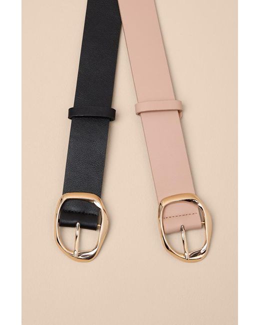 Lulus Black Lelya And Taupe Belt Set