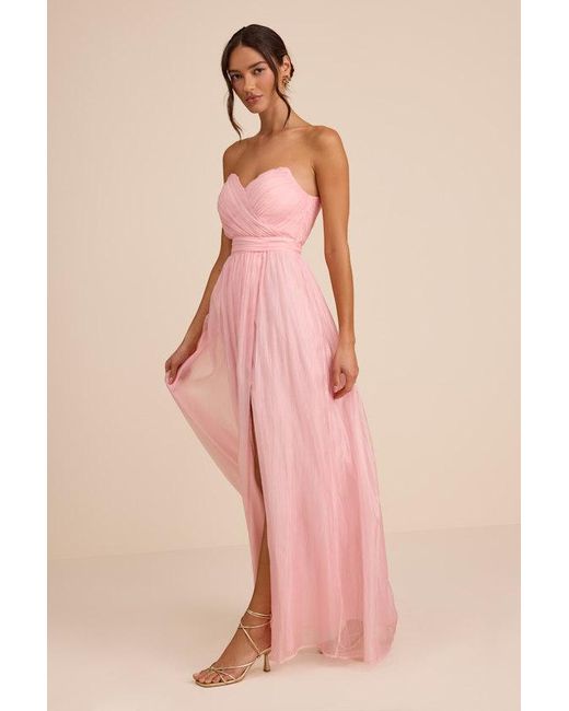 Lulus Pink Rosalind Organza Strapless Maxi Dress