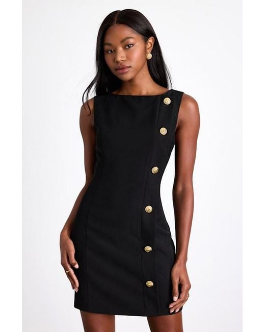Lulus Paedyn Boat Neck Side-Button Mini Dress in Black | Lyst Lulus Paedyn Boat Neck Side-Button Mini Dress in Black | Lyst