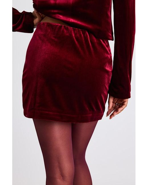 Lulus Red Bettany Velvet Mid-Rise Mini Skirt