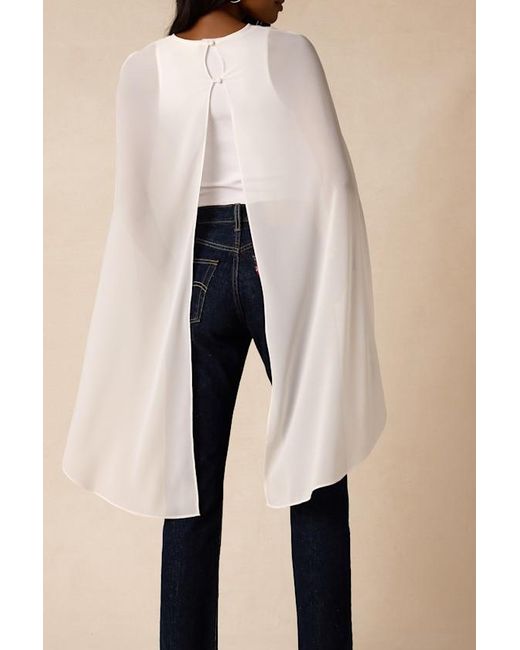Lulus Blue Levana Cape Sleeve Top