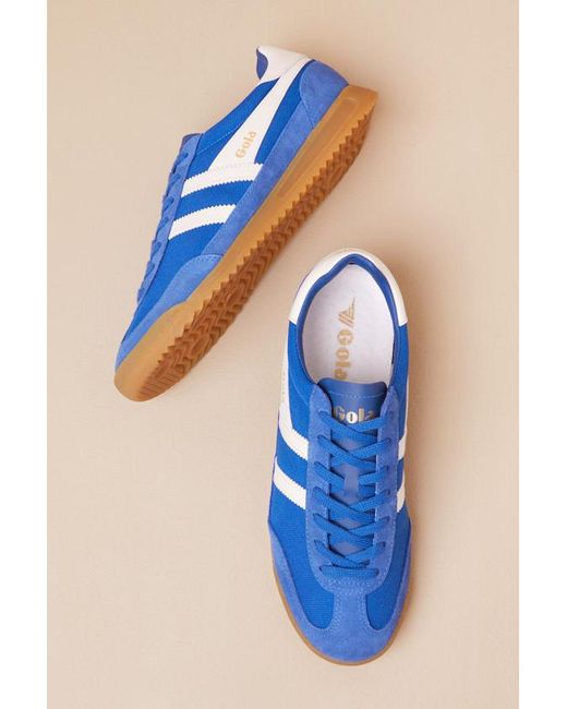 Gola Blue Tornado Sapphire Color Block Suede Leather Sneakers