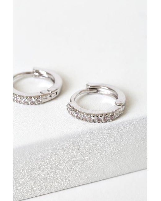 Lulus Metallic Little Details Rhinestone Mini Hoop Earrings