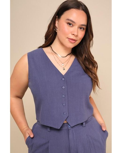 Lulus Purple Suits You Perfectly Linen Vest
