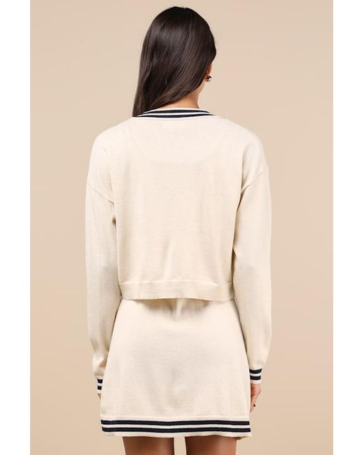 Lulus Natural Charming Duo Two-Piece Sweater Dress & Cardigan Set
