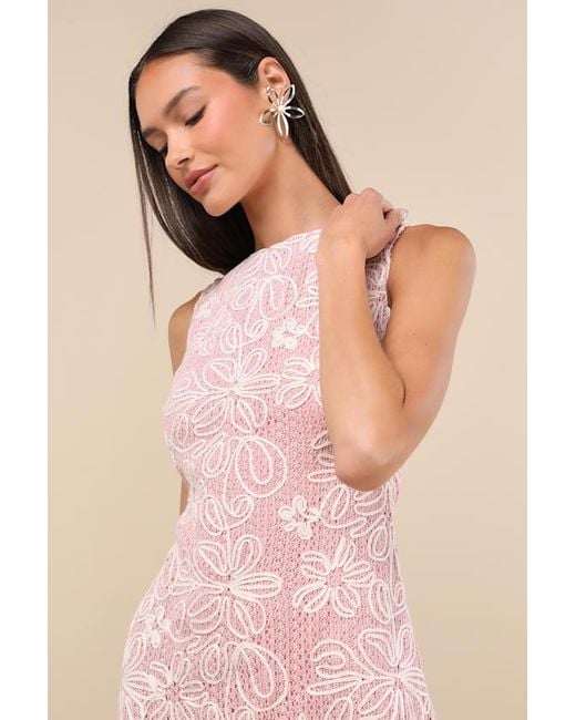 Lulus Pink Fenicia Abstract Floral Embroidered Mini Dress