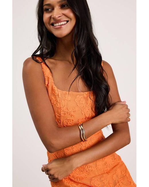 Lulus Natural Marla 14Kt Wavy Two-Piece Bangle Bracelet Set