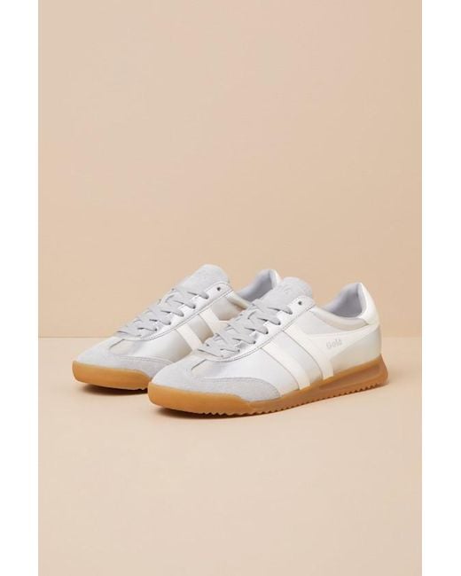 Gola White Torpedo Glimmer And Off Leather Lace-Up Sneakers