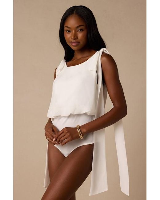 Lulus Natural Leonie Tie-Strap Bodysuit