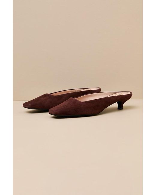 Matisse Natural Classy Cappuccino Suede Leather Kitten Heel Mules