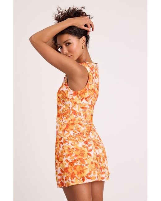 Lulus Orange Alyvia And Floral Sleeveless Mini Dress
