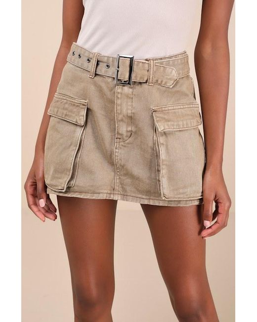 Belted Cargo Mini Skirt