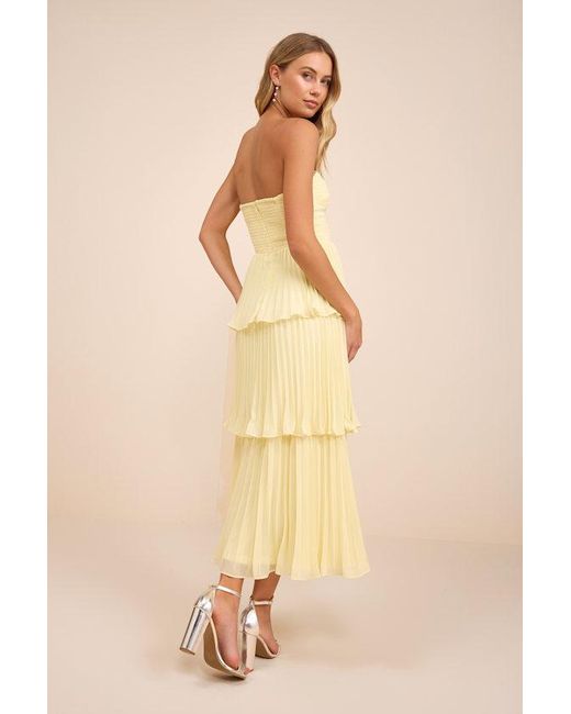 Lulus Natural Seriously Sensational Strapless Tiered Midi Dress