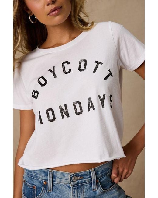 Prince Peter White Boycott Mondays Cropped Graphic Tee