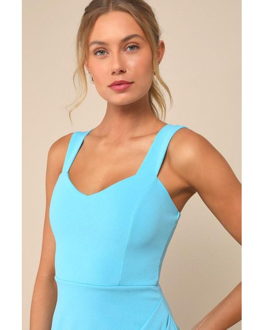 Lulus Blue Always Beautiful Sleeveless Tulip Midi Dress