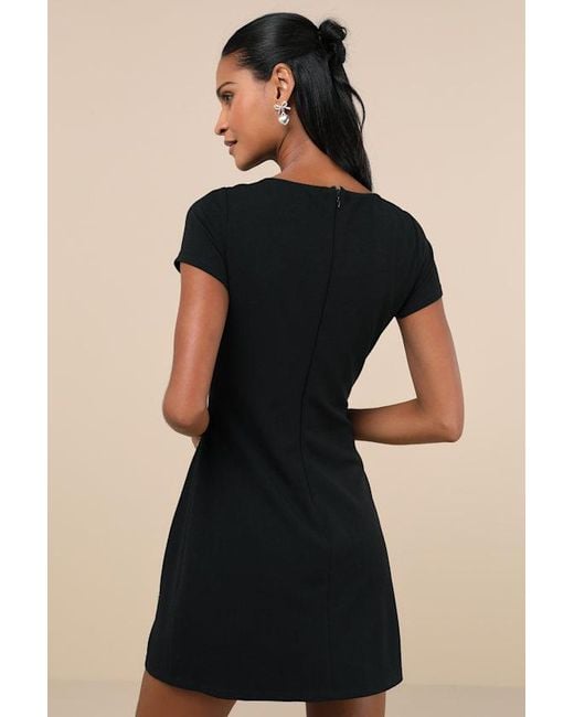 Lulus Black Endearing Sparkle Rhinestone Bow Mini Dress
