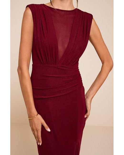 Lulus Red Beatrix Berry Plunge Maxi Dress