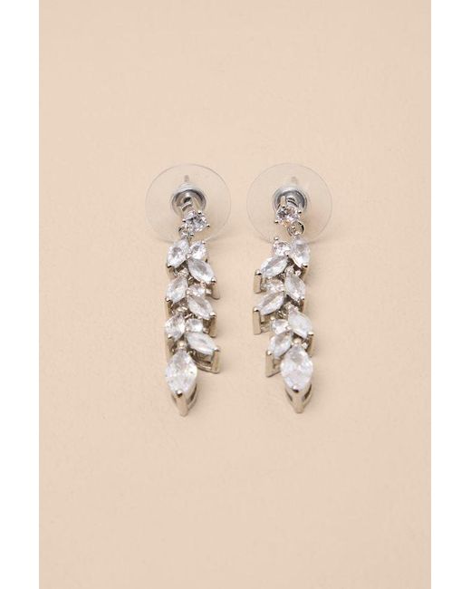 Lulus Black Bristol Rhinestone Leaf Drop Earrings