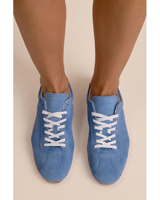 Dolce Vita Blue Serina Suede Leather Lace-Up Sneakers