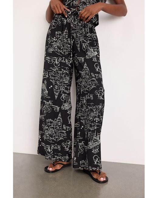 Lulus Black Ravia Print Wide-Leg Pants