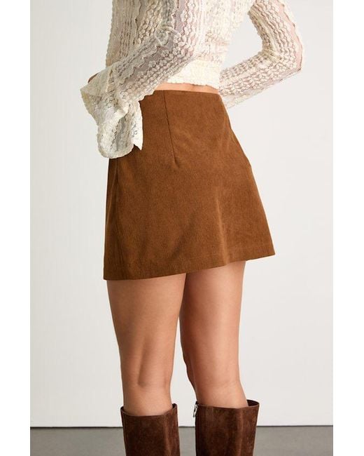 Lulus Brown Idalie Corduroy High-Rise Mini Skirt