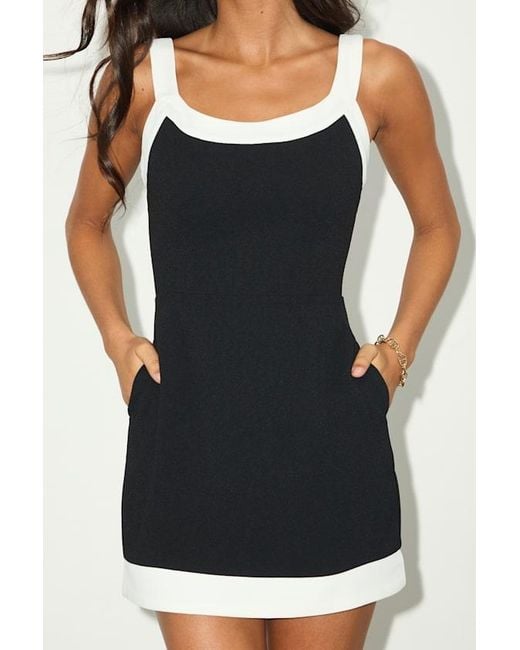 Lulus Black Posh Darling Color Block Sleeveless Mini Dress
