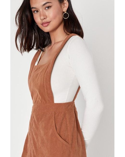 Lulus Brown Embracing Autumn Corduroy Pinafore Mini Dress