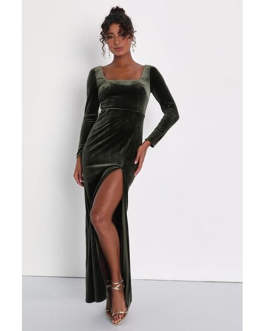 Lulus Black Lush Adventures Velvet Long Sleeve Maxi Dress
