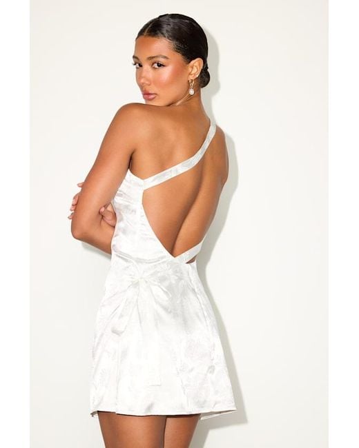 lulus white one shoulder dress White Satin Mini Dress - One-Shoulder Bow Dress - Cute Mini Dress