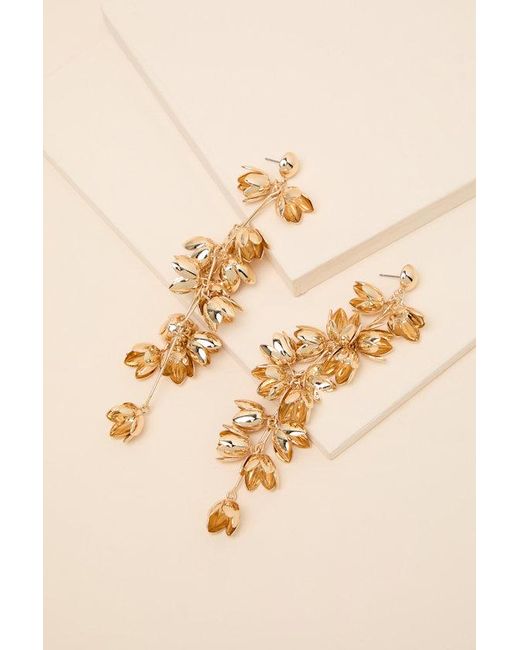 Lulus Brown Acacia Floral Statement Earrings