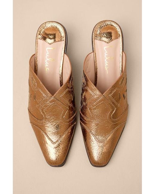 Lulus Brown Armina Bronze Western Mule Pumps